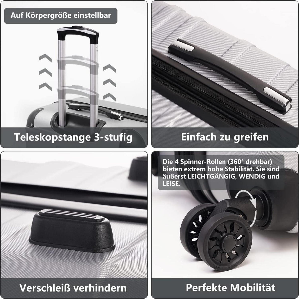 COOLIFE Hartschalen-Koffer Set 3tlg. Erweiterbar TSA-Schloss Dunkelgrün