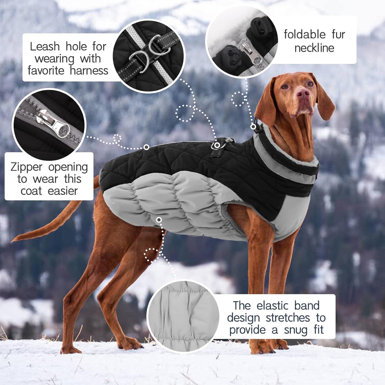Kuoser Wasserdichter Hundemantel Winterjacke mit Fleecefutter  XS
