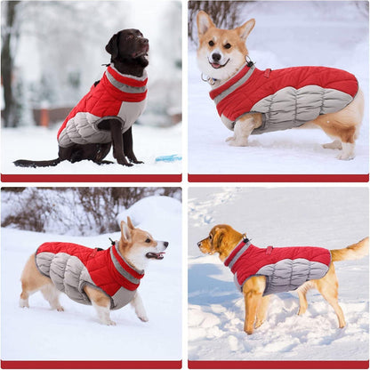 Wasserdichter Hundemantel Winterjacke Fleece Reflektierend L Rot