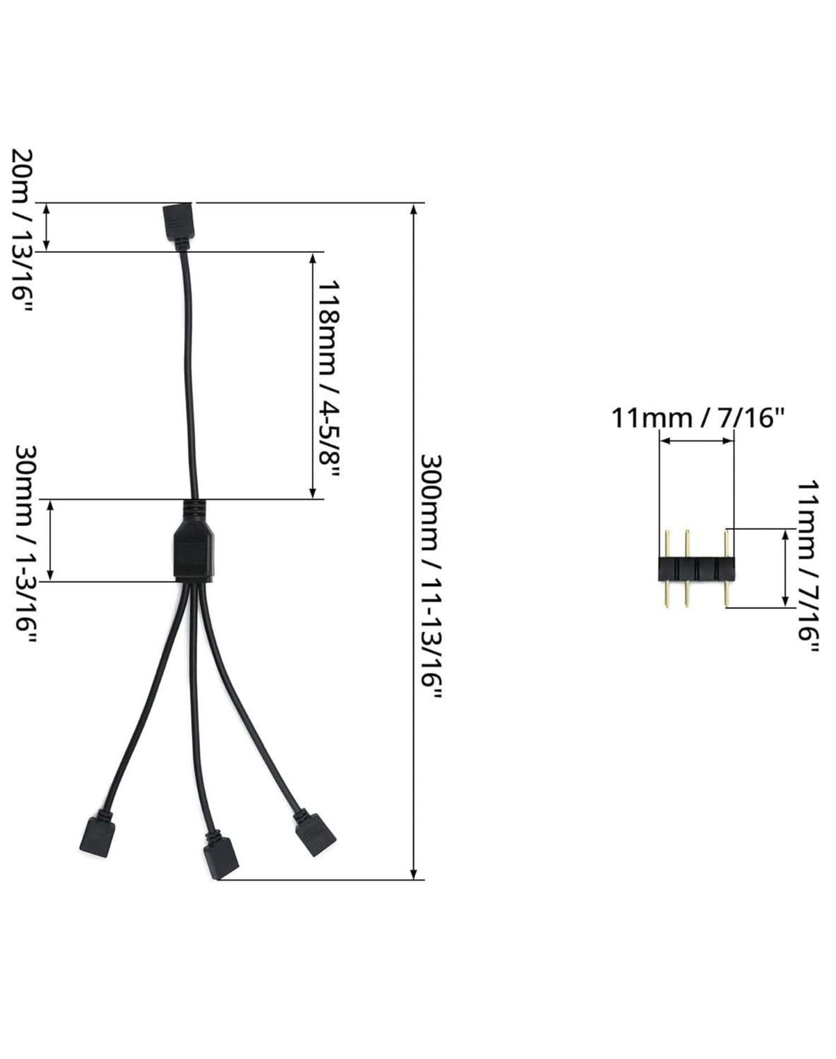 5V 3-polig ARGB Splitterkabel 1 Buchse auf 3 Stecker 30cm CPU-Kühler