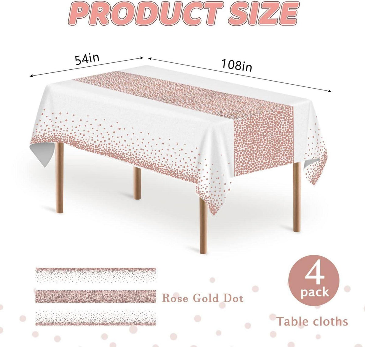 Mokani Einweg Tischdecke 137x274 cm 4 Stück Rosegold Party