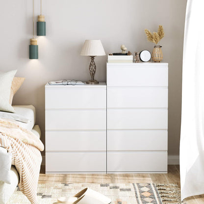 Weiße Kommode mit 5 Schubladen – Schmaler Schubladenschrank für Schlafzimmer