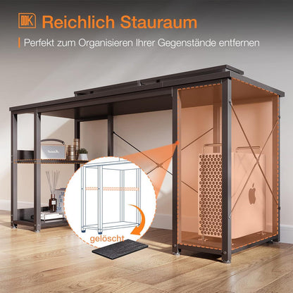Moderne Gaming Schreibtisch mit Monitorständer und Regal, Schwarz