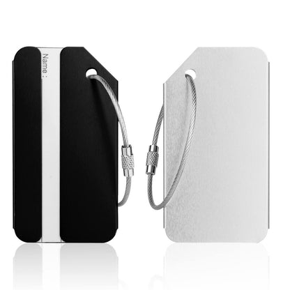 2x Kofferanhänger Gepäcketikett Schwarz & Silber