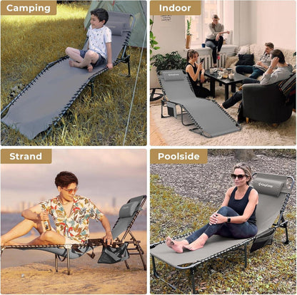 KingCamp Sonnenliege 2er Set 5-Stufig Verstellbar Tasche Campingliege Camping