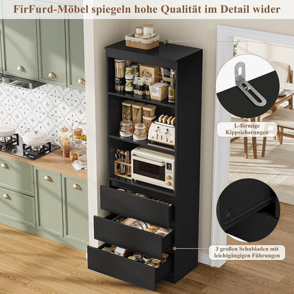 Bücherregal mit 3 Schubladen & Fächern – 180 cm Hochschrank