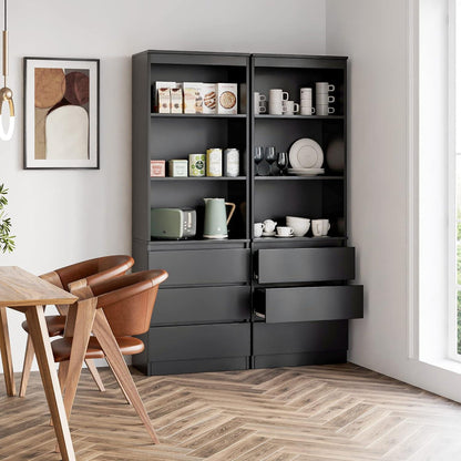 Bücherregal mit 3 Schubladen & Fächern – 180 cm Hochschrank