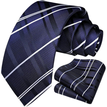 Krawatten & Einstecktuch Set Herren Dunkelblau Gepunktet Elegant