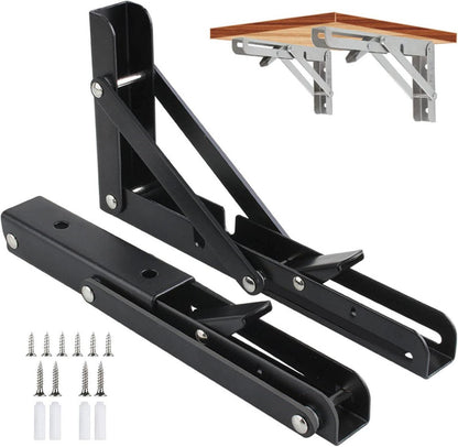 2er Set Klapphalterung Schwarz 200 mm | Platzsparend Wandmontage Büro
