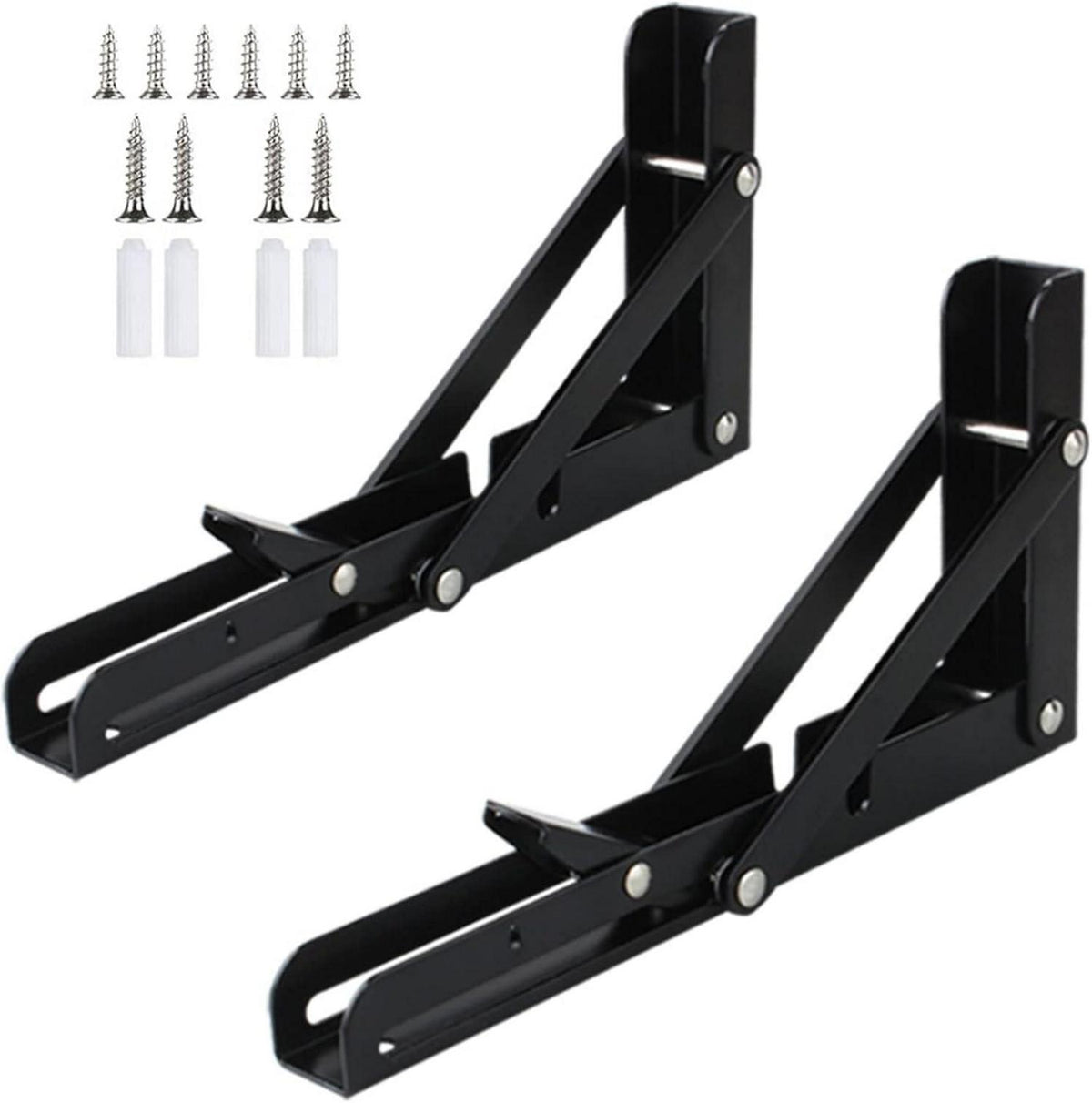 2x Klapphalterung Klappwinkel Regalträger 200mm Schwarz Wandmontage neu