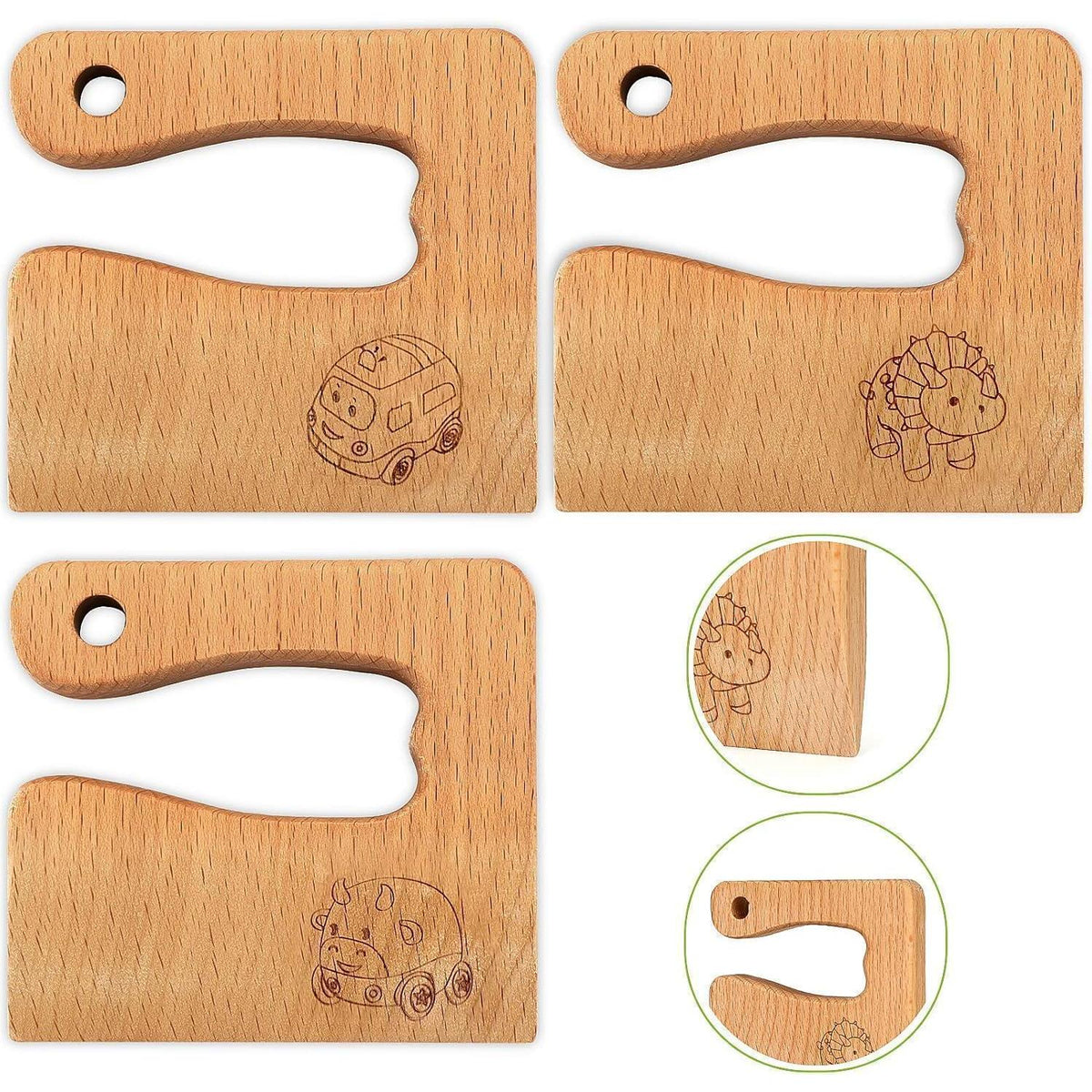 Kindermesser Set 8-teilig | Sicheres Holzmesser & Montessori Schneidewerkzeug