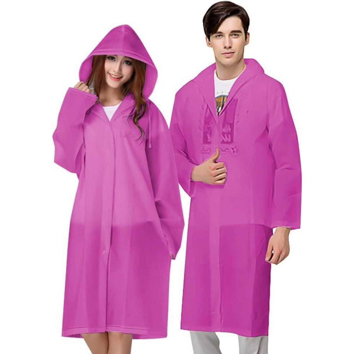 Regenponcho 2er Set Wiederverwendbar Transparent Unisex Pink