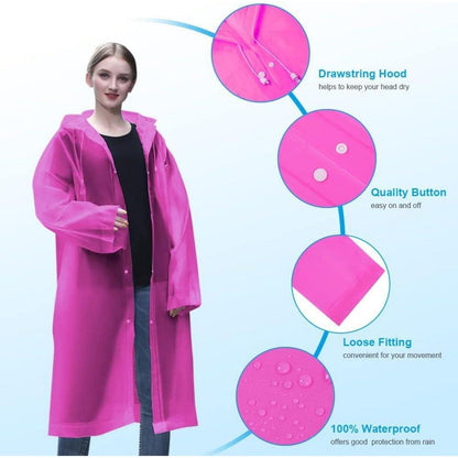Regenponcho 2er Set Wiederverwendbar Transparent Unisex Pink