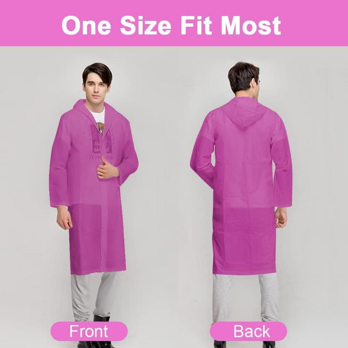 Regenponcho 2er Set Wiederverwendbar Transparent Unisex Pink