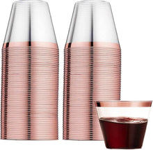 60er Set Elegante Plastikbecher mit Roségoldrand 270ml