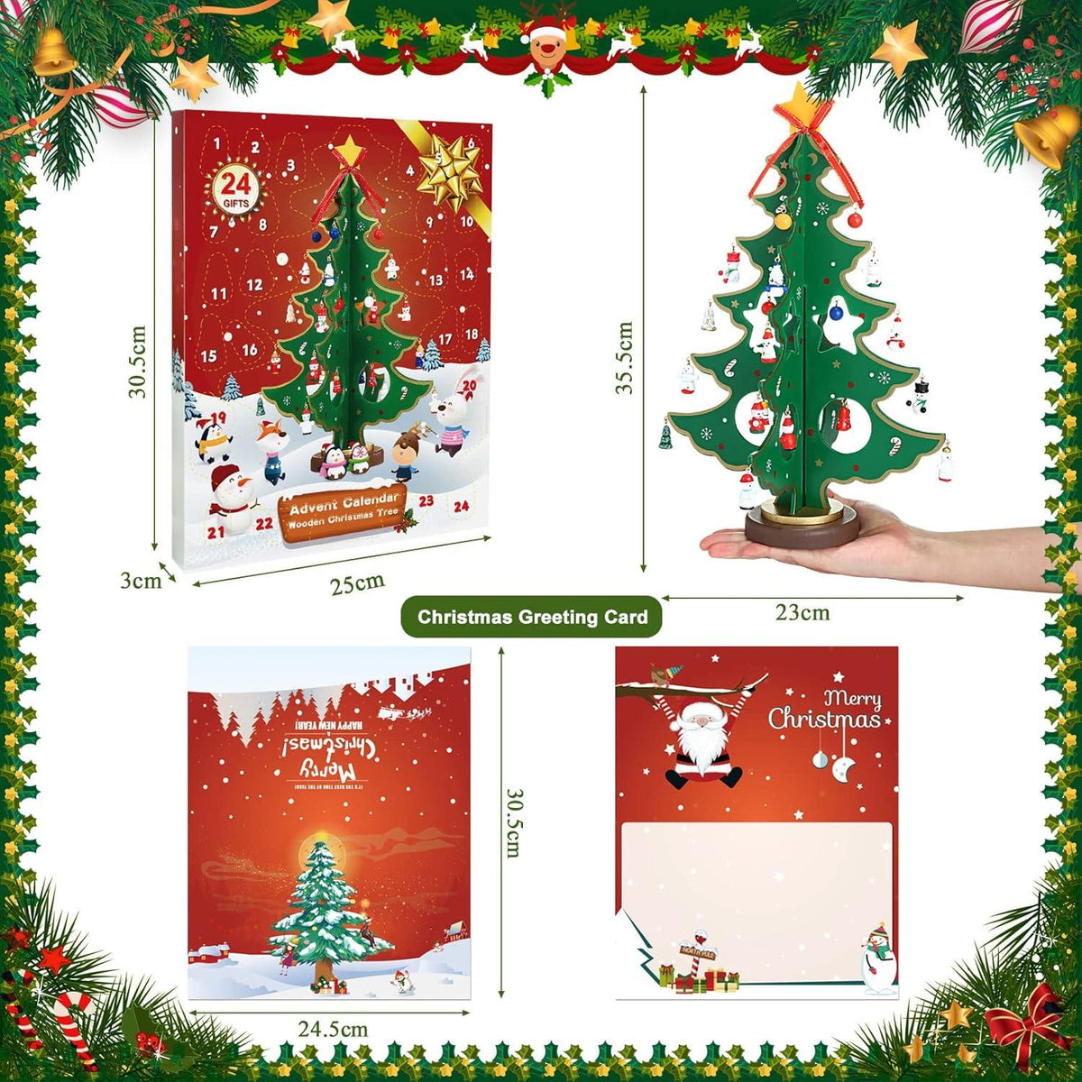 Adventskalender Mini Weihnachtsbaum Holz 3D DIY Dekoration