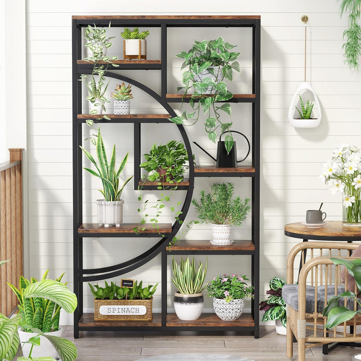 Industrielles Bücherregal 5-stöckig – Freistehendes Etagere Regal Braun