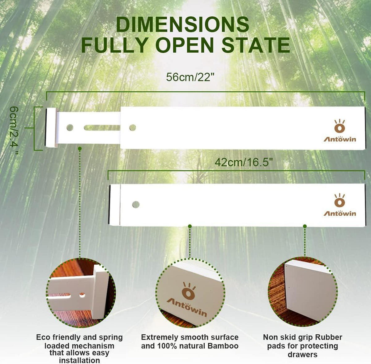 Bambus Schubladentrenner verstellbar federbelastet Organizer