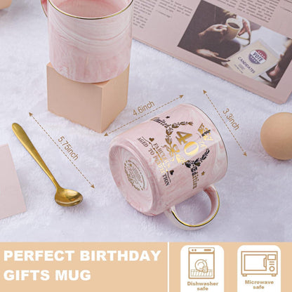 40. Geburtstag Tasse Marmor Keramik mit Golddruck & Geschenkbox