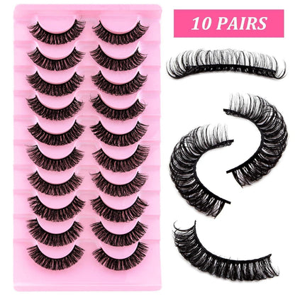 10 Paar Russian Volume Wimpern D Curl Cat Eye