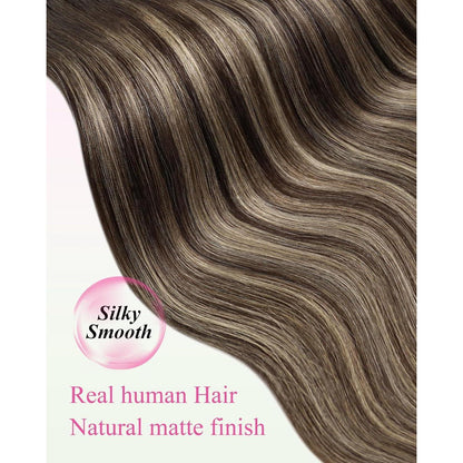 Echthaar Tape Extensions Ombre Dunkelbraun-Blond 35cm
