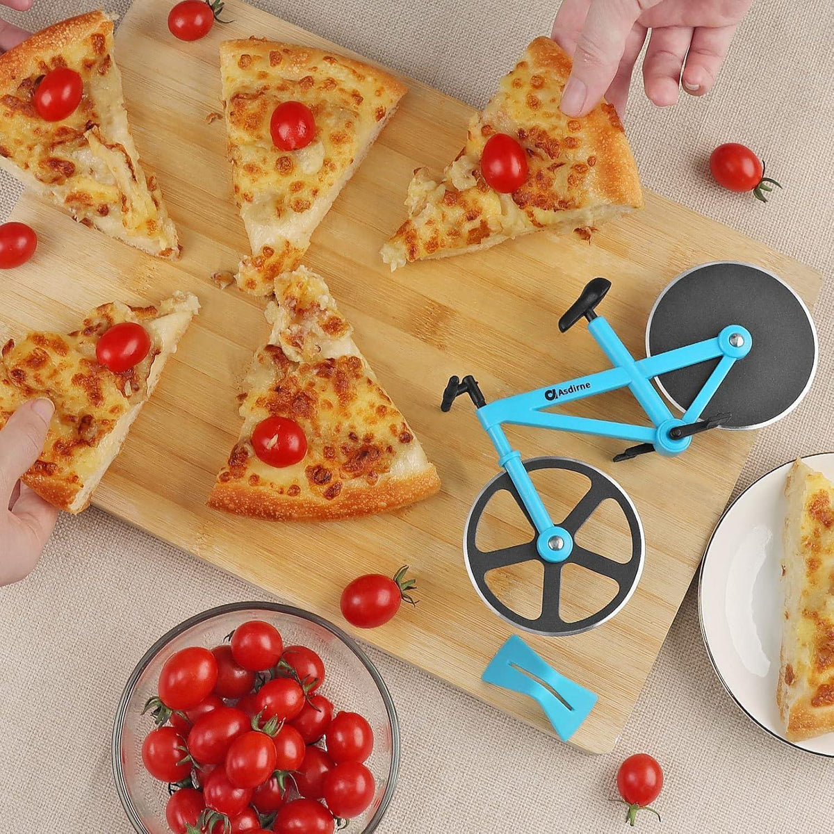 Fahrrad Pizzaschneider aus Edelstahl mit Antihaftbeschichtung