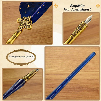 Kalligrafie Set mit Tinte & Stempeln – Vintage Schreibfeder Geschenk