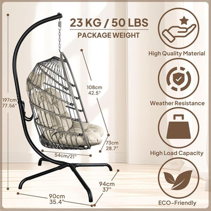 Hängesessel mit Gestell & Kissen – Schaukelstuhl Indoor Outdoor