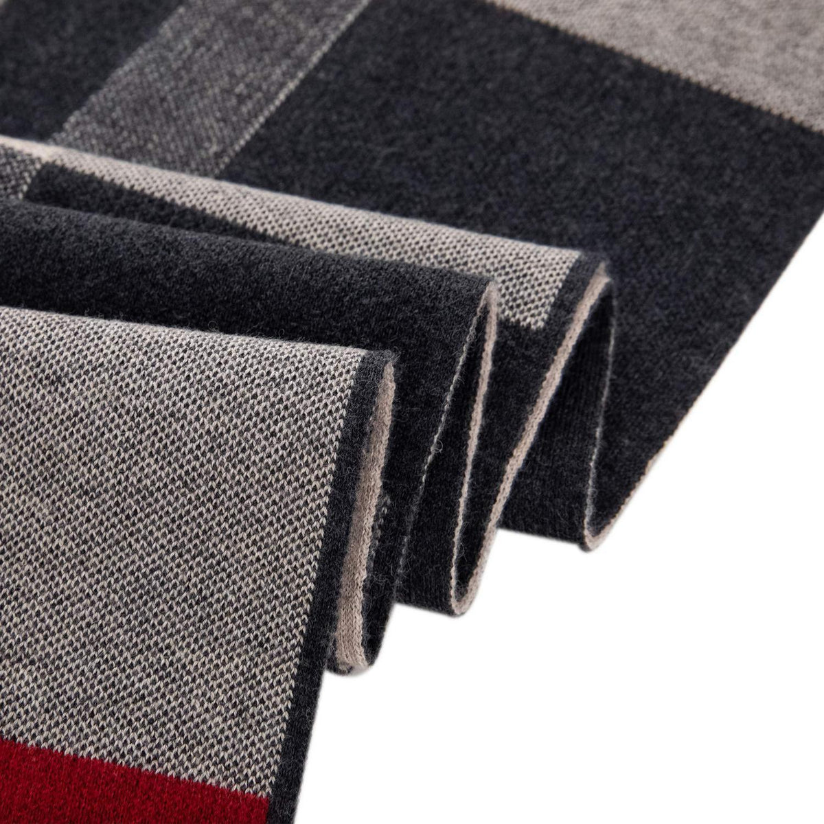 Herren Schal Merinowolle Tartan Karo, langer Winter Schal mit Geschenkbox