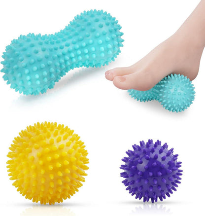 Massagebälle Faszienball 3er Set Igelball Spiked Hart mit Noppen