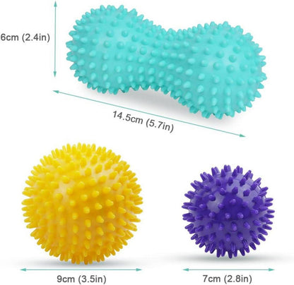 Massagebälle Faszienball 3er Set Igelball Spiked Hart mit Noppen