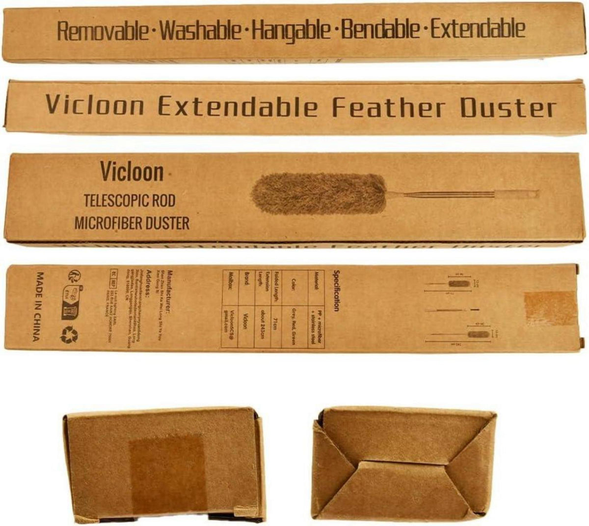 Staubwedel Teleskop Mikrofaser 243cm Edelstahl Stange waschbar biegbare Eckbesen