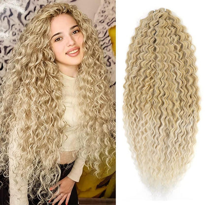 3x 22 Zoll Blond Häkelzöpfe Haar – Wasserwellen Locken