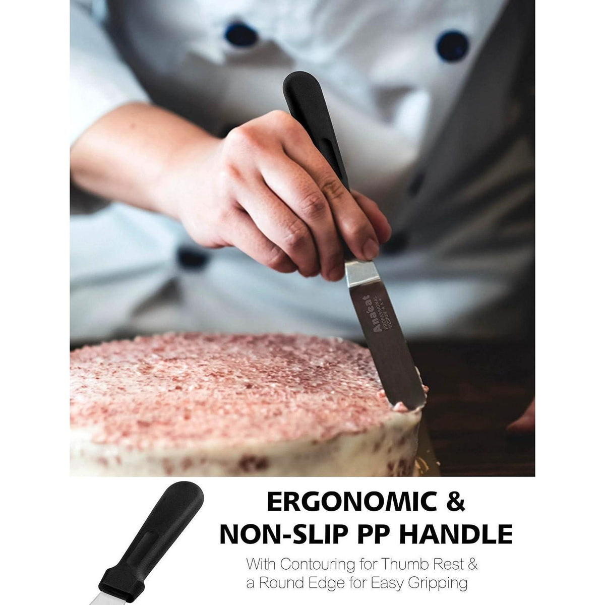 Kuchenspatel Set | 3 Profi Glasurspatel Edelstahl 15/20/25cm