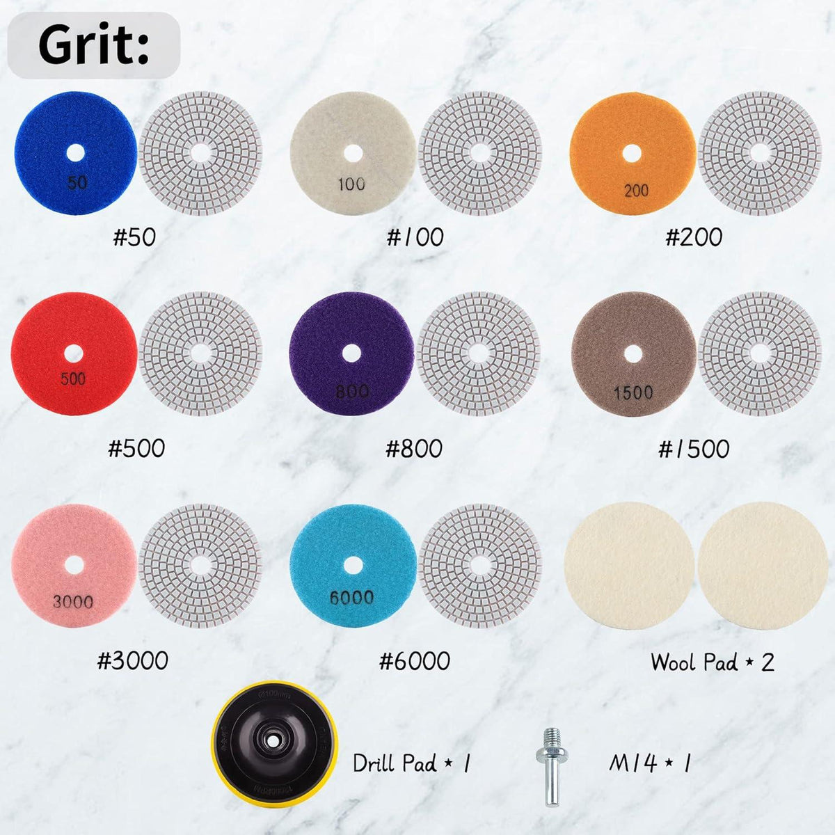 Diamant Schleifscheibe Polierset 100mm Granit Beton Marmor