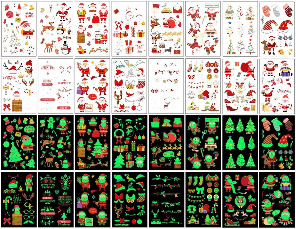 Weihnachts-Tattoos Kinder Glitzertattoos 16 Blatt