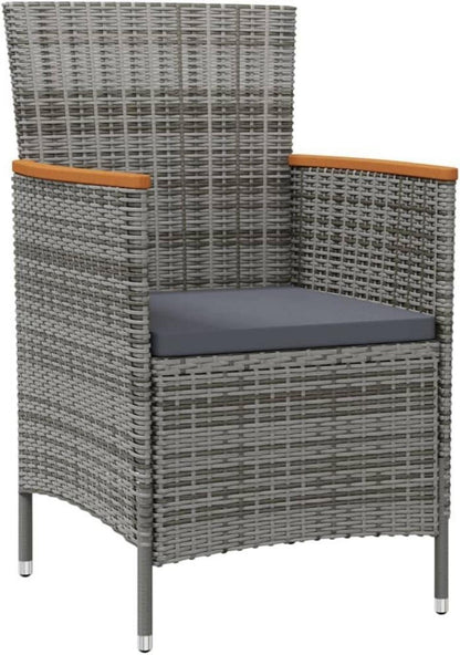 7-TLG. Gartenmöbel Set mit Auflagen Poly Rattan Grau