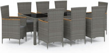 Gartenmöbel Set 7-teilig mit Auflagen Rattanoptik Schwarz/Grau