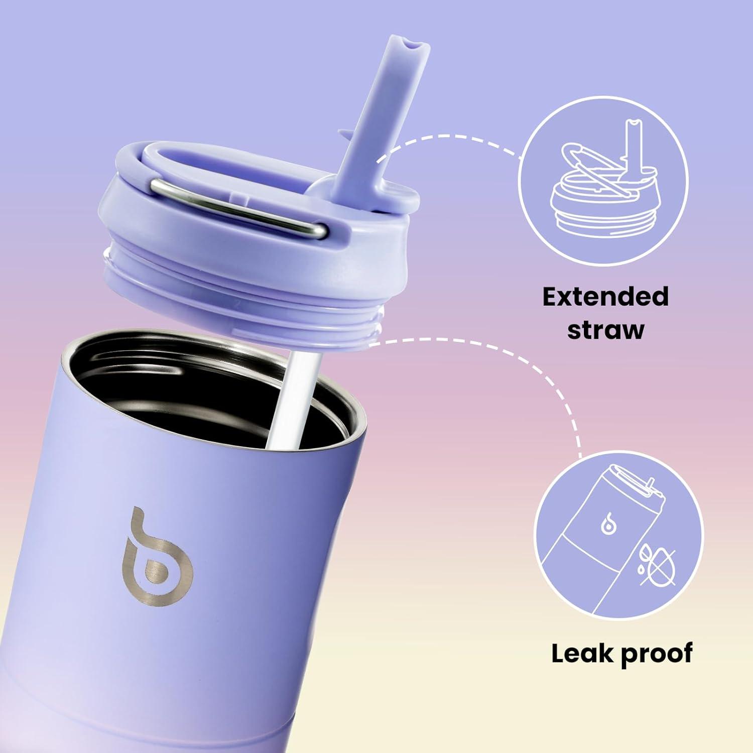 Isolierte Trinkflasche 680 ml mit Strohhalm, Griff und