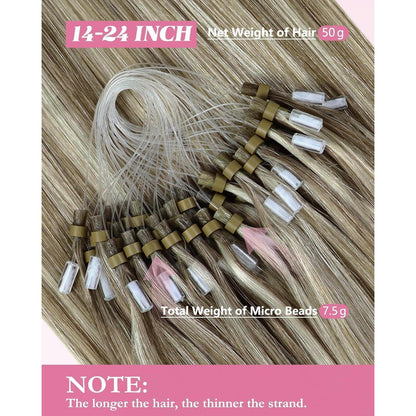 Echthaar Microring Extensions Braun Blond 55cm