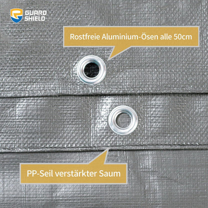Abdeckplane Wasserdicht 4m x 5m Grau/Schwarz 160g/m² UV-stabilisiert
