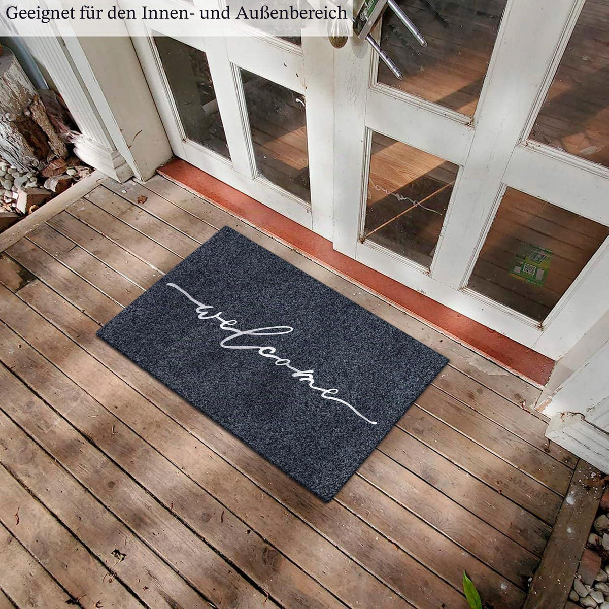 Fußmatte 90x60 cm rutschfest – Grau für Innen & Außen