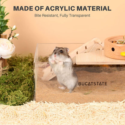 Sandbad-Container für Hamster mit Leiter und Acryl-Duschraum