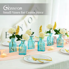 Glasseam Kleine Glasvasen Set Blau Vintage 6 Stück Mini