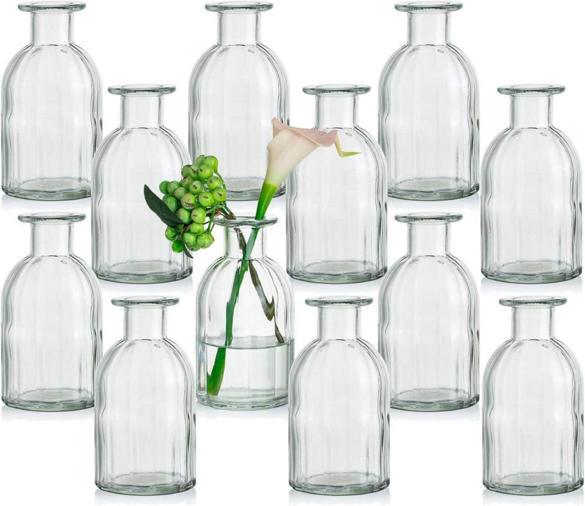 Mini Glasvasen Set 12er Vintage Blumenvase Durchsichtig Großhandel