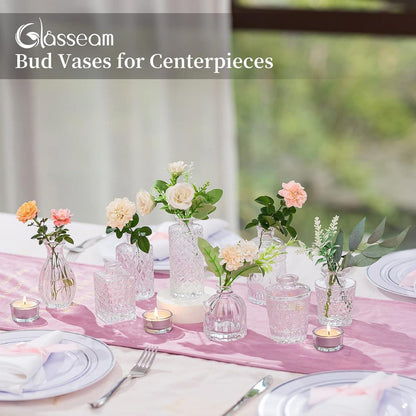 Kleine Glasvasen Set Vintage: 8er Mini Kristallvase für