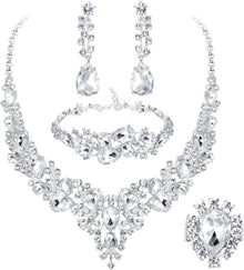 Kristall Brautschmuck Set mit Ohrringen und Armband