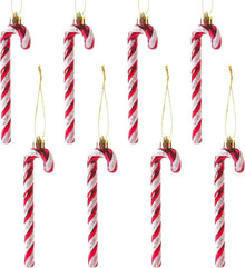 Glitzer Zuckerstangen Weihnachtsbaumschmuck 8 Stück Rot