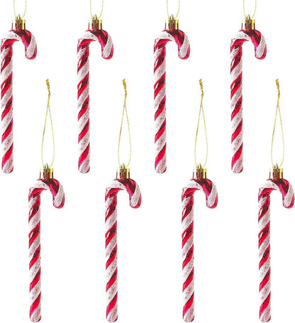 Glitzer Zuckerstangen Weihnachtsbaumschmuck 8 Stück Rot