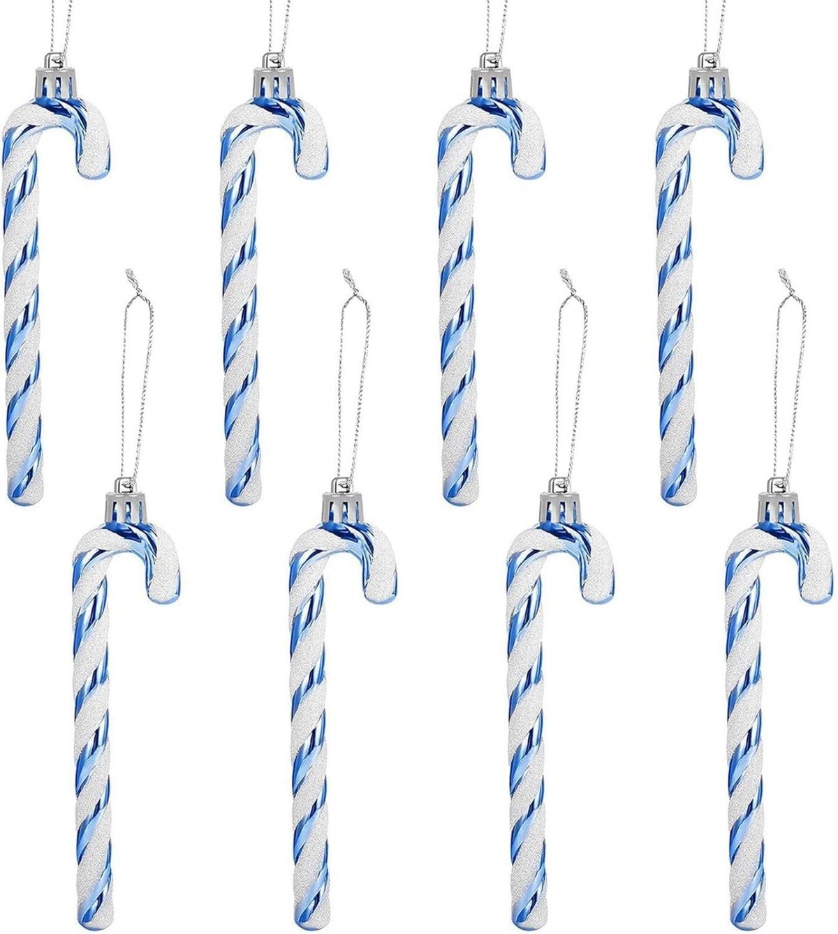 Glitzer Zuckerstange Weihnachtsbaum Anhänger 8 Stück Blau